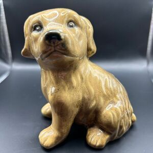 🟢 Vintage Ceramic Sitting Golden Retriever Dog Figurine